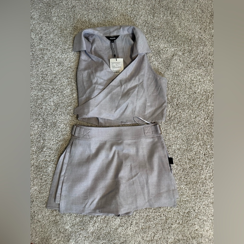 Stylish Gray Women's Vest and Shorts Set